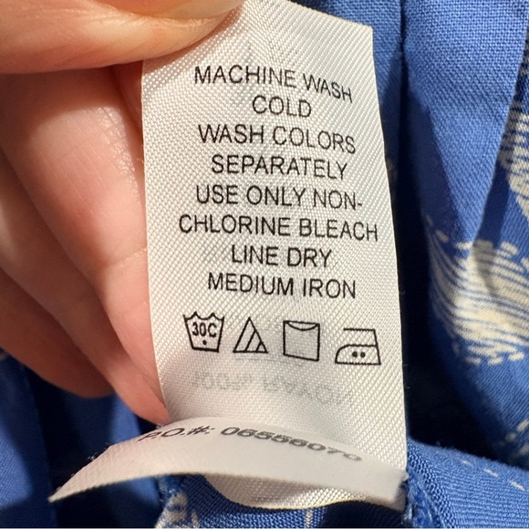 Plus Size Floral Peasant Blouse 3X Boho Tunic Top Blue White Rayon Fall Layering - Picture 7 of 9